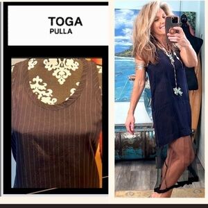 Toga Pulla, Pinstripe Black Cupra Body w/Attached Mesh Hem, Excellent Condition